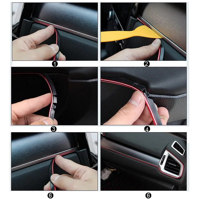 

5M Flexible Car Interior Moulding Trim Strip Dashboard Door Gap Edge Moulding Trim Universal Decorative Line Auto Accessorie
