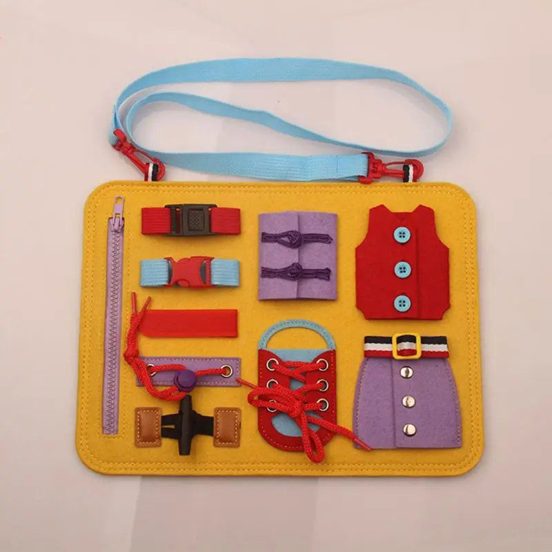 Baby Montessori Basic Skills Activity Busy Board Educational Learning Teaching Tie Shoe Laces Button Zipper Aids Toys