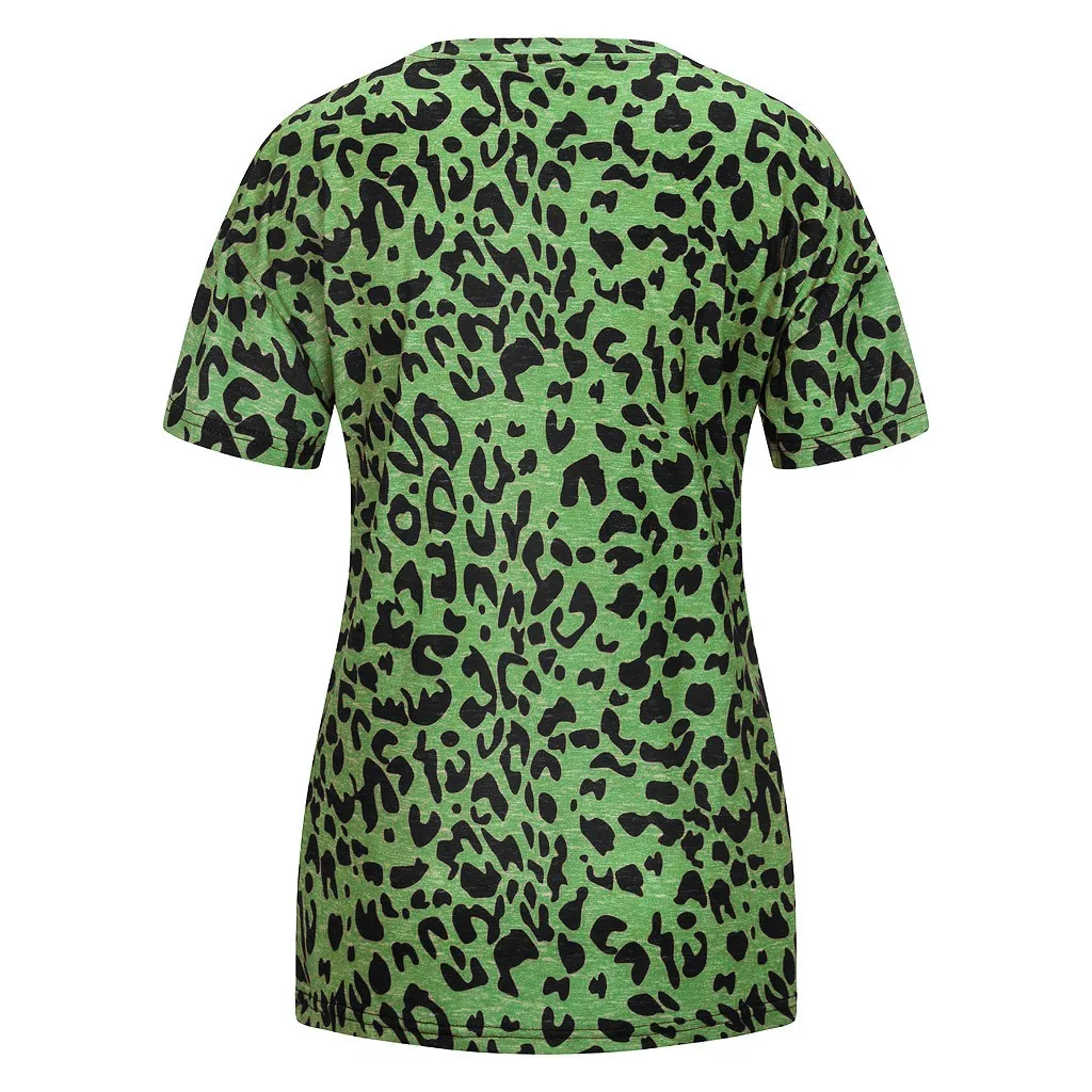 

Home&Nest Fashion Women Casual Loose Leopard Letter Round Neck Short Sleeve T-Shirt Casual Tee Top Women's T-shirts Summer S-2XL