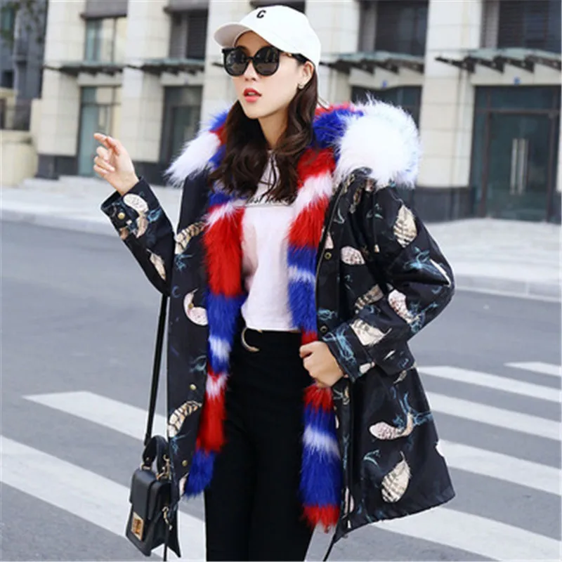 2021 Winter Women Thicken Removable Fur Liner Coat Parka Long Down Jacket Cotton Warm Collar Drawstring Waist A208 | Женская одежда