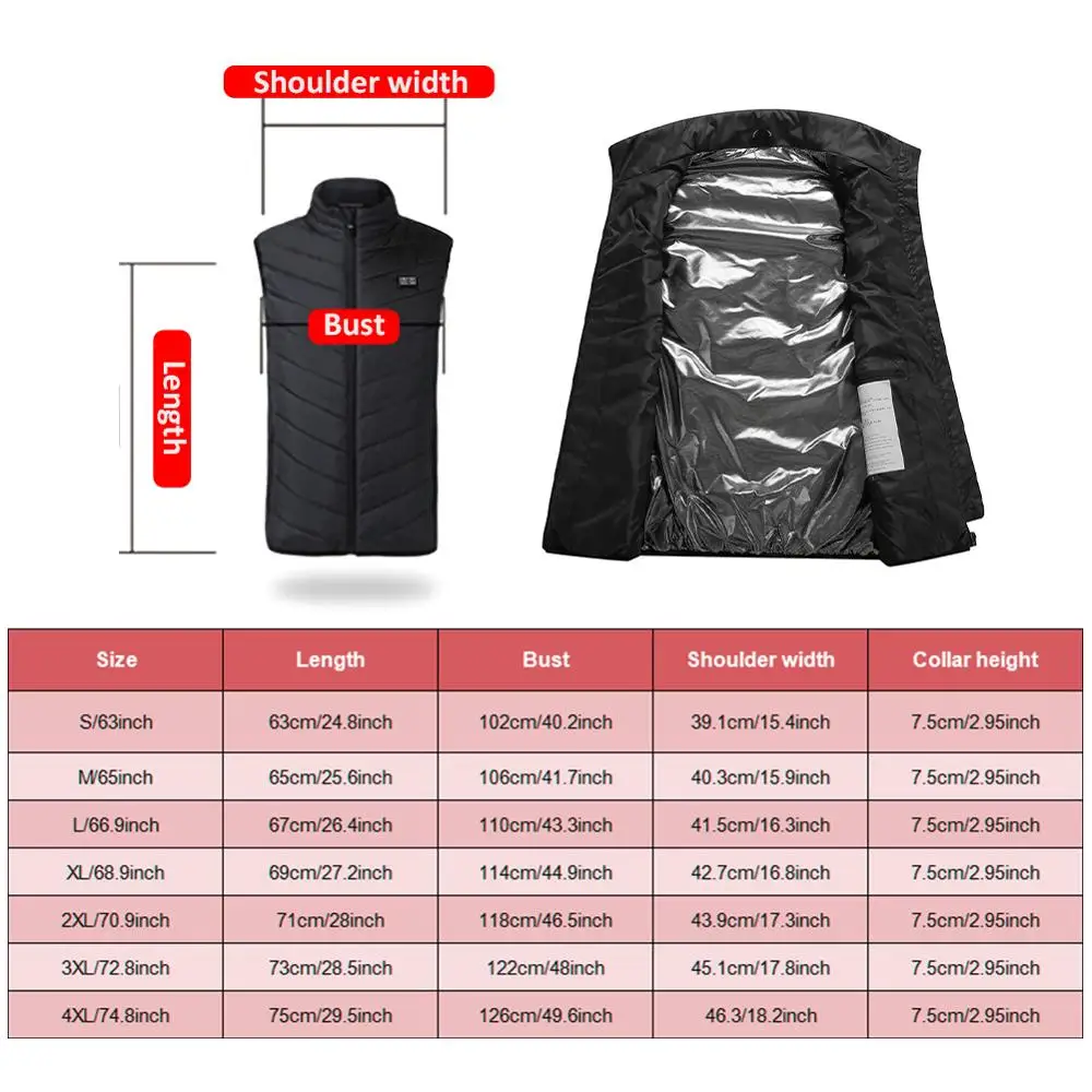 

Men'S 4-Zone Heating Vest Jacket USB Winter Dual-Control Intelligent Constant Temperature Electric Heating Clothing Outdoor Vest
