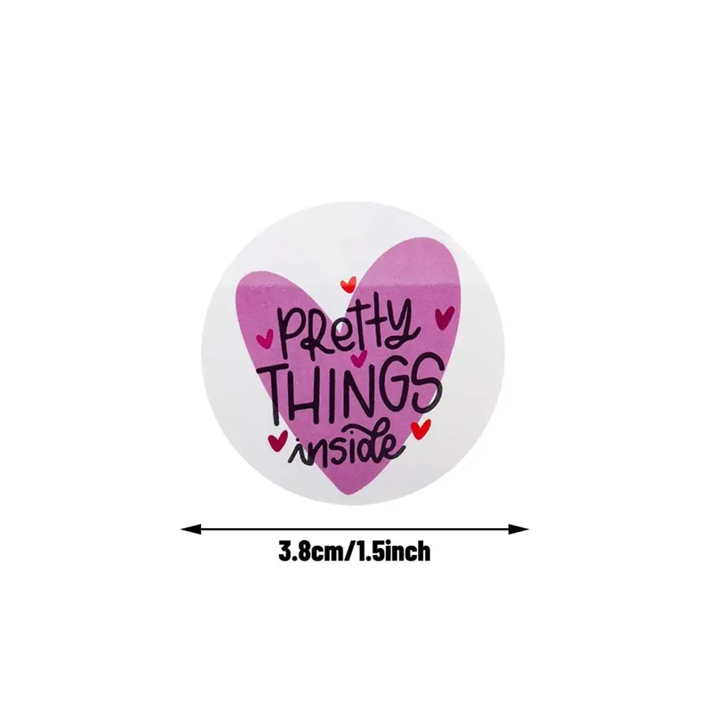

500x Pretty Things Inside Stickers Round Heart Thank You Stickers Thanks for Shopping Small Shop Local Handmade Waterproof Label