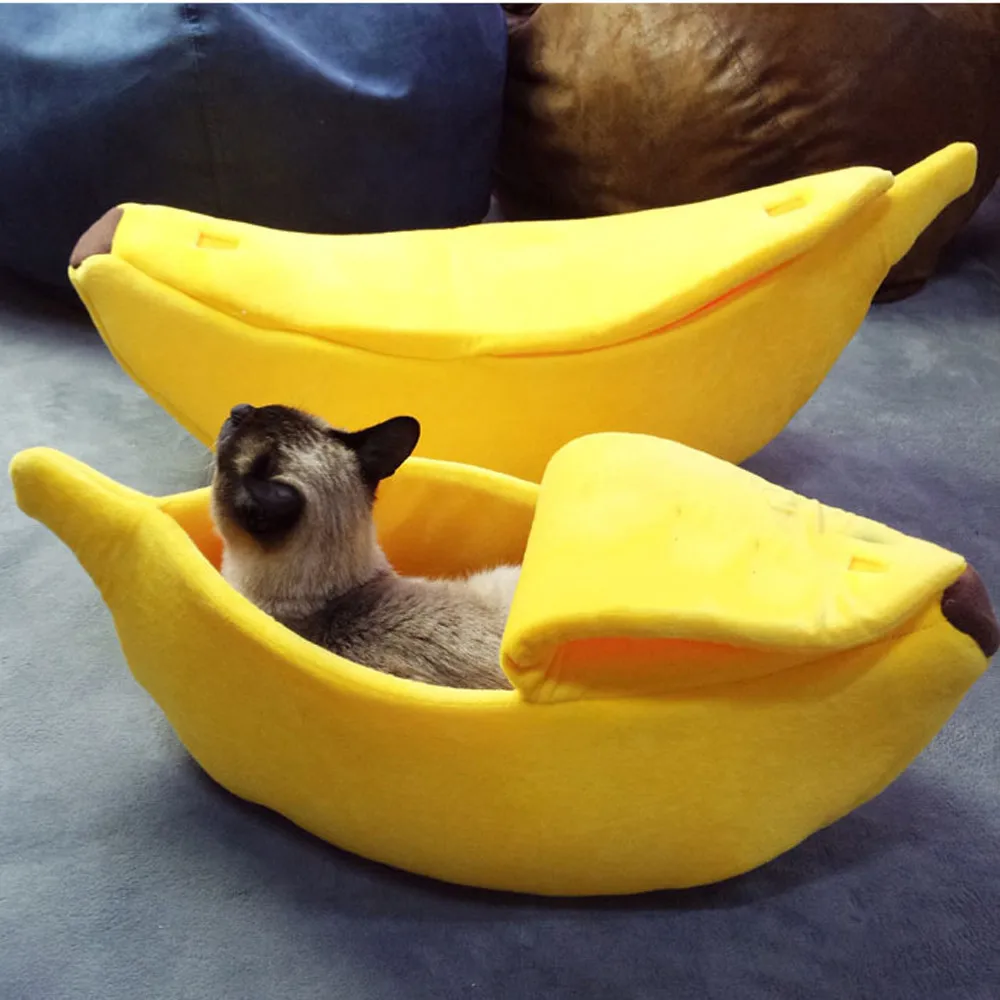 

Small Pet Bed Banana Shape House Fluffy Warm Soft Plush Breathable Bed Banana Cat Dog Bed Puppy Cushion Basket Warm Portable