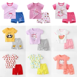 Toddler Baby Girl Clothing Sets Tshirts Pants Suit Kids Short Sleeve For Summer Outfits Baby Childre