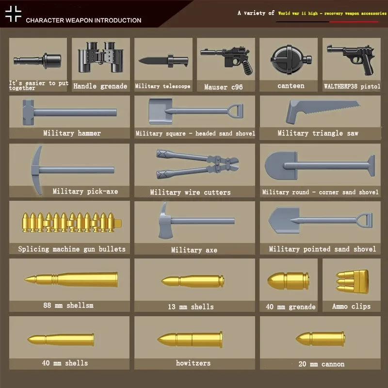 

Military Self-anti-tank Gun Lepining Building Blocks Fit Tank Bricks WW2 Army Soldier Weapon Toy Gift for Children