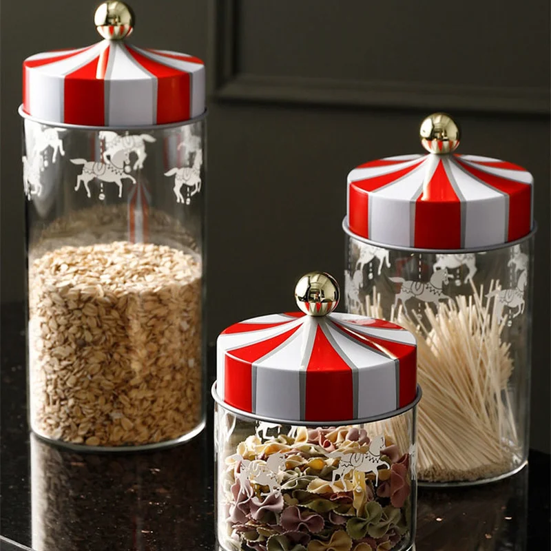 

Christmas Style Storage Container Sets Vacuum Food Dry Cookie Sealed Jar Storage Glass Transparent Tarros Household Items GTJ50