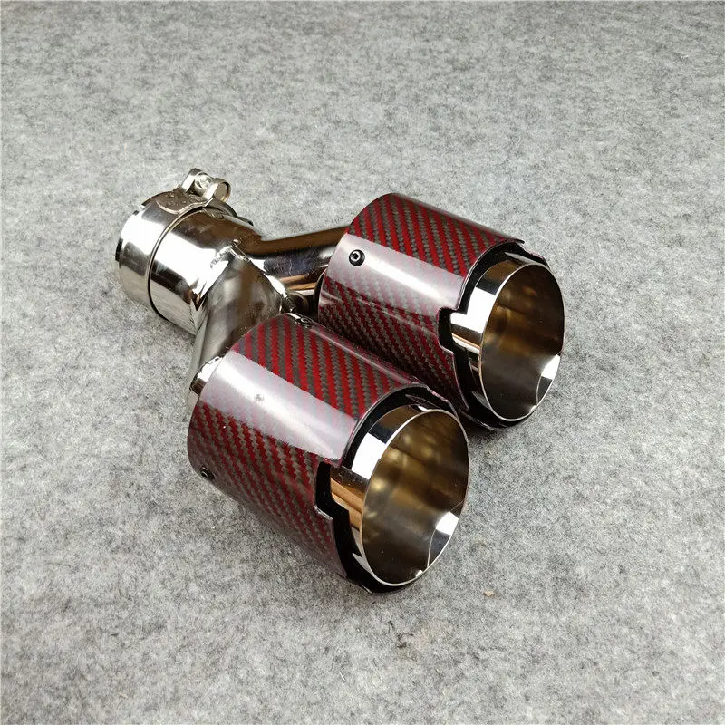 1 шт. автомобильные выхлопы в стиле Y двойные трубы с блестящим красным