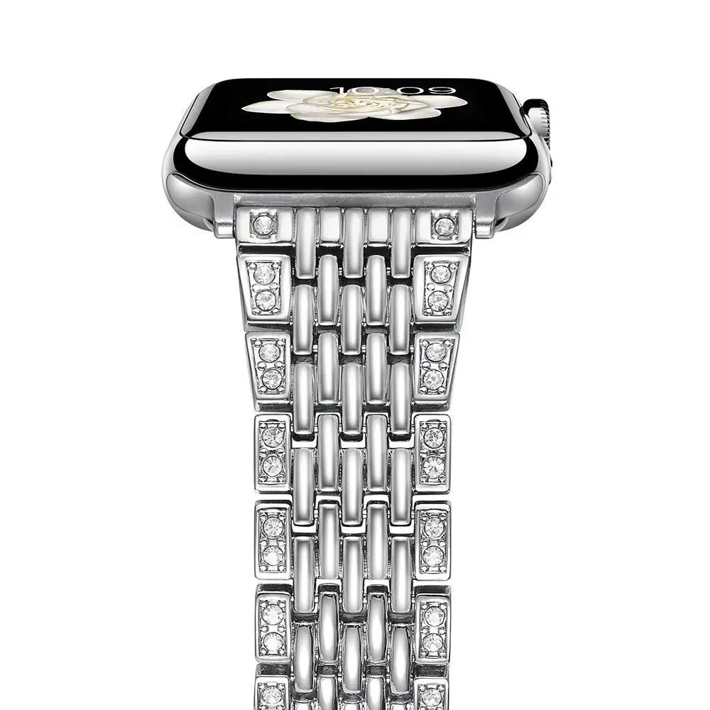Алмазный браслет для Apple Watch 38, 40 мм, 42 мм, 44 мм, металлический браслет из нержавеющей стали, женский ремешок для iWatch серии 5/4/3/2
