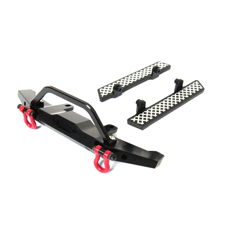 

Metal Front Bumper with Trailer Hook Side Step Plate Board Slide Pedal for 1:16 WPL C14 C24 Truck RC Car Parts