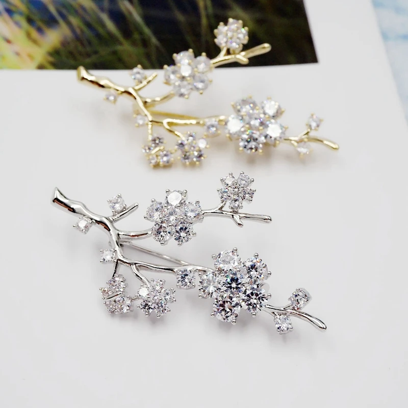 Fashion Plant Zircon Brooch Ladies And Accessories Korean Flower Wedding Jewelry Sweater Shirt Pins | Украшения и аксессуары