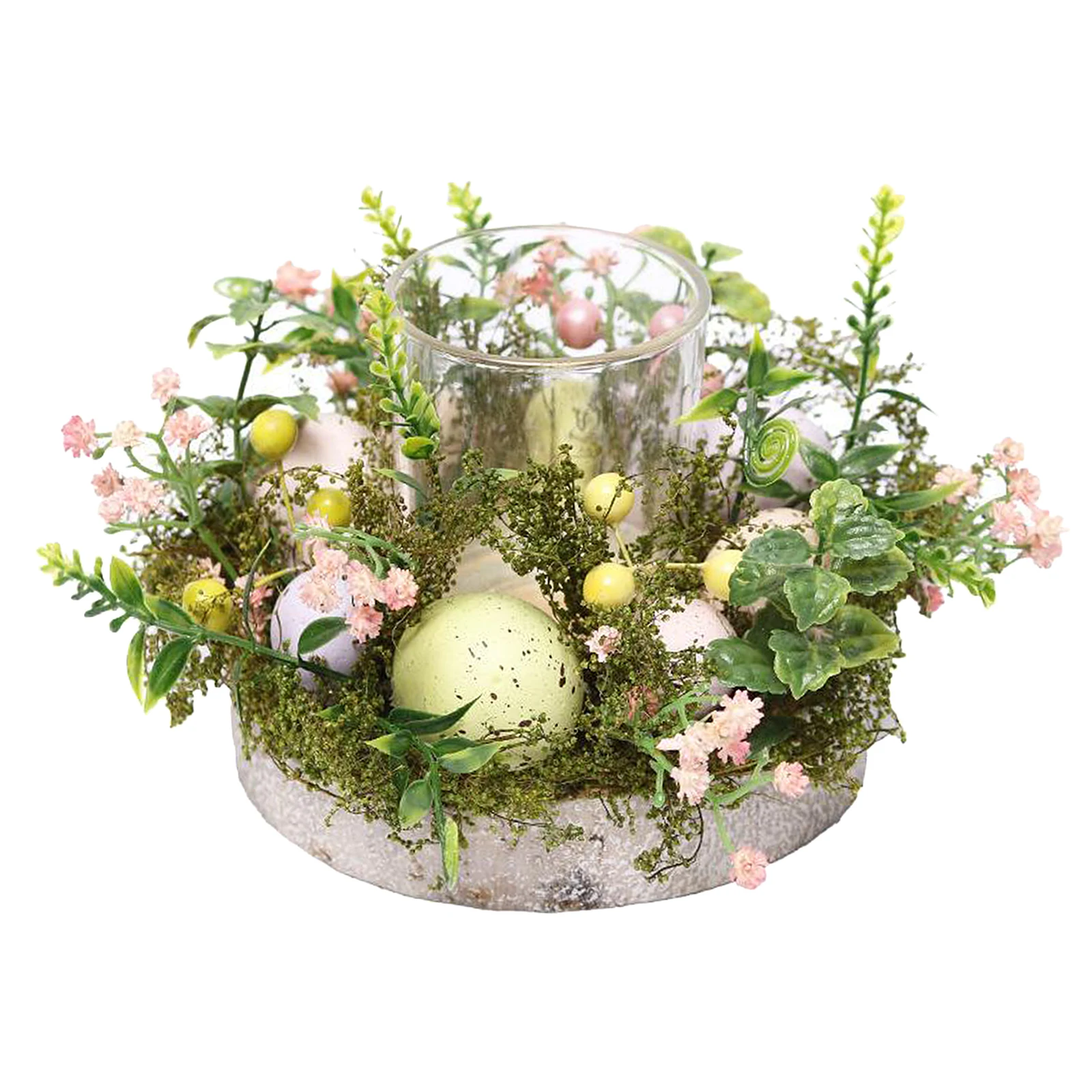 

Glass Decorative Easter Candle Holder Floral Eggs 6.8cm Candleholder Ring