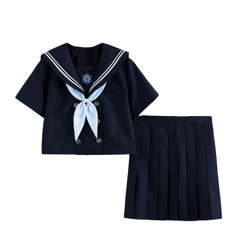 Classical COS JK School Uniform New Anime Sailor Navy Blue Shirt Pleated Skirt Sets Girls Performance Dress | Тематическая одежда
