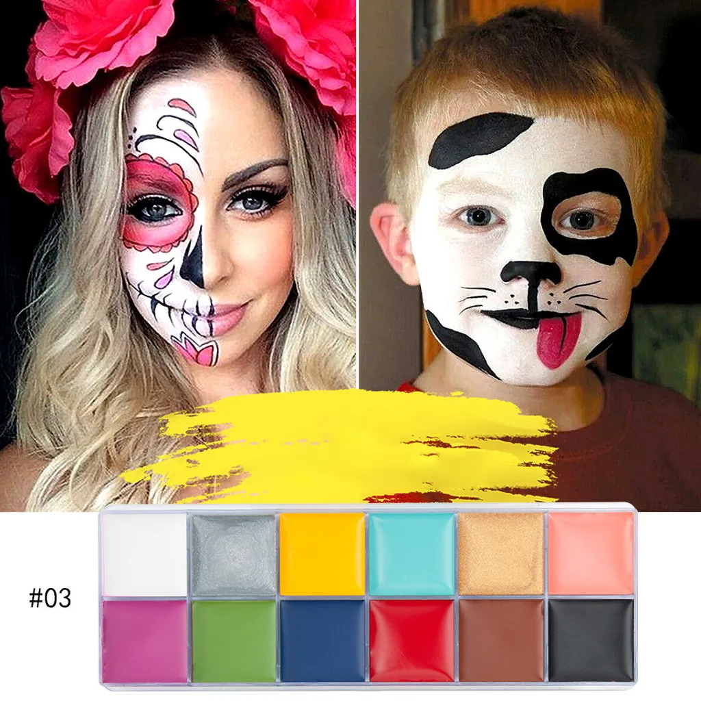 12 цветов Хэллоуин вечерние живопись для лица тела костюм мяч карнавальный макияж