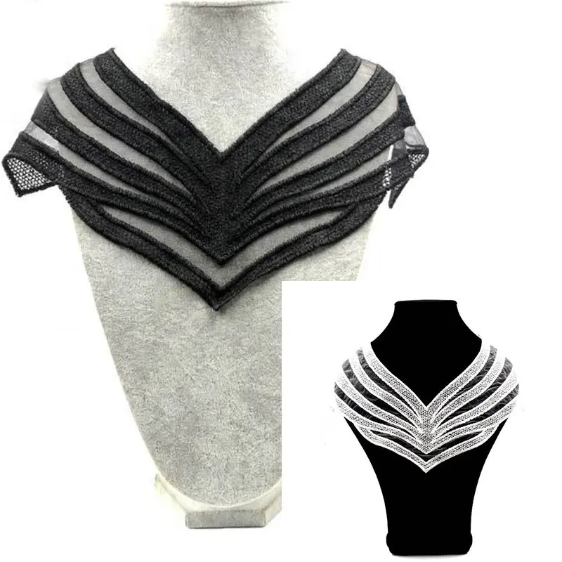 Сделай сам на декольте Воротник швейная планка элегантная белая черная