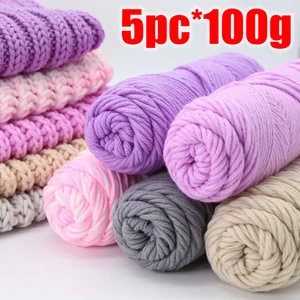 5pcs=500g Hot Sale Thick Cotton Yarn Soft Eco-Friendly Milk Cotton For Hand Knitting Wool Scarf Swea