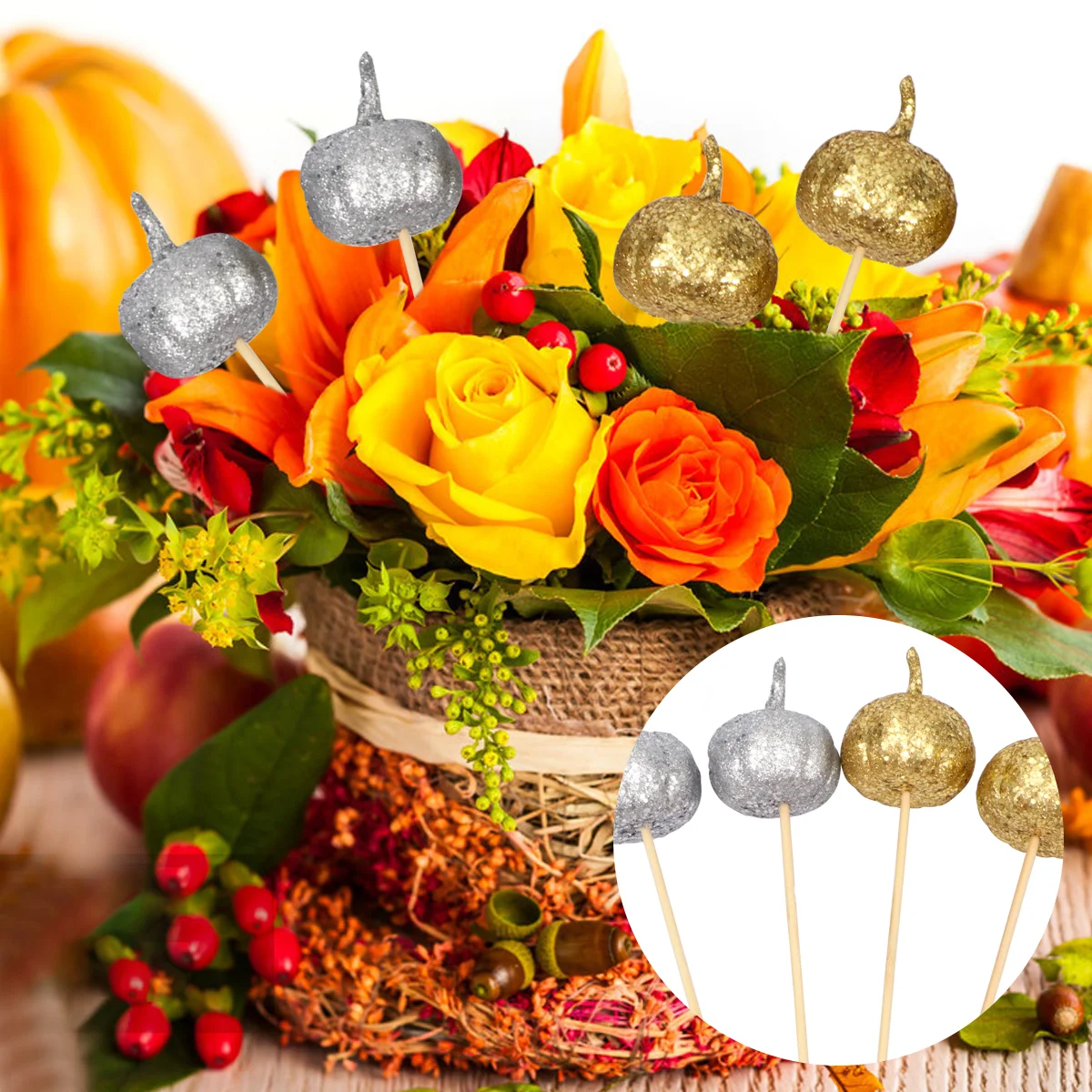 

4 Pcs Simulation Pumpkin Bouquet Decor Artificial Pumpkin