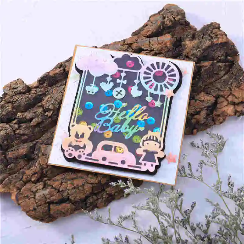 InLoveArts Hello Baby Metal Cutting Dies Cut Die Mold Car Frame Scrapbook Paper Craft Knife Mould Blade Punch Stencils | Дом и сад