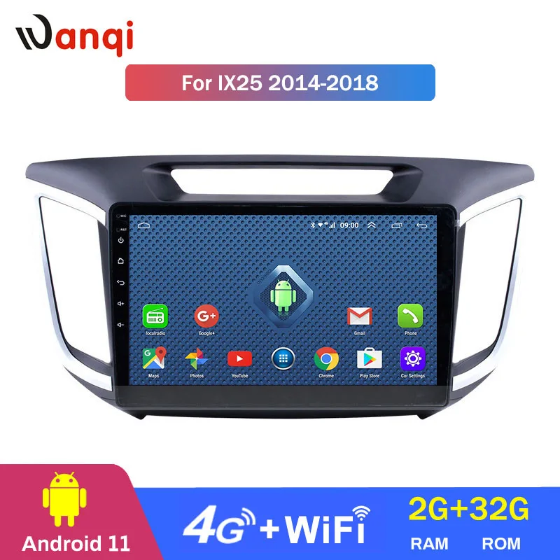 Wanqi 4G Lte All Netcom 10 1 дюймовый полный сенсорный экран Android 11 GPS-навигация для Hyundai IX25