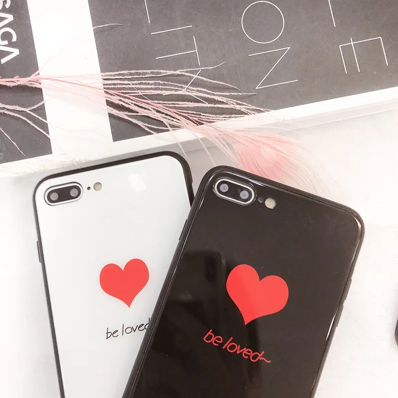 

Case & Strap For oppo reno 10x zoom k1 k3 realme X Lite Case Luxury Be loved Heart Glass Hard Cover For OPPO reno z realme 3 Pro