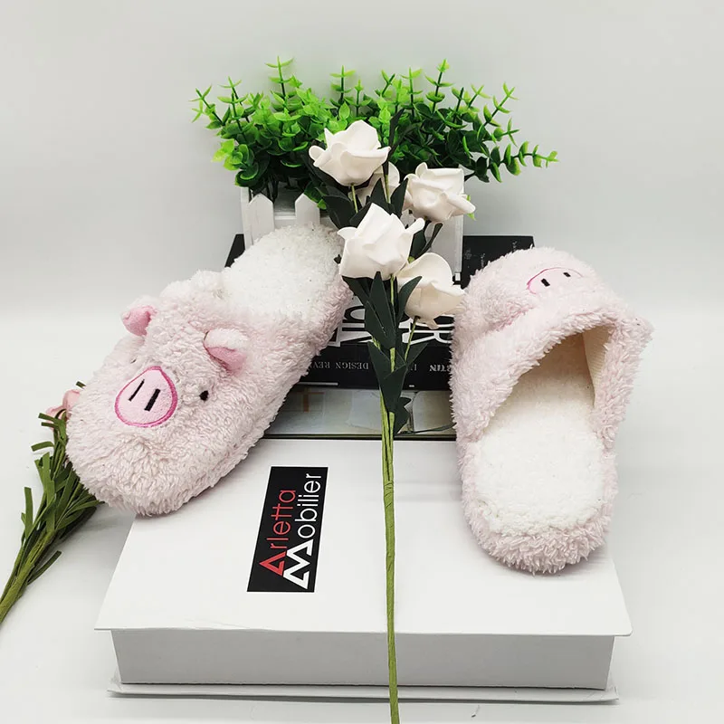 Pig Cute Animal Slipper For Women Girls Fashion Kawaii Fluffy Winter Warm Slippers Woman Cartoon Funny Shoes House Slippers