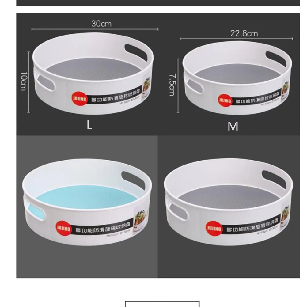 

Bathroom Kitchen Storage Container 360 Rotating Tray Snack Seasoning Spice Jar Rack Anti Slip Spinning Turntable Organizer