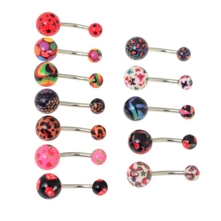 12 Цвета акриловый шар со штангой пупка кольца 1 шт нержавеющая сталь пирсинг тела