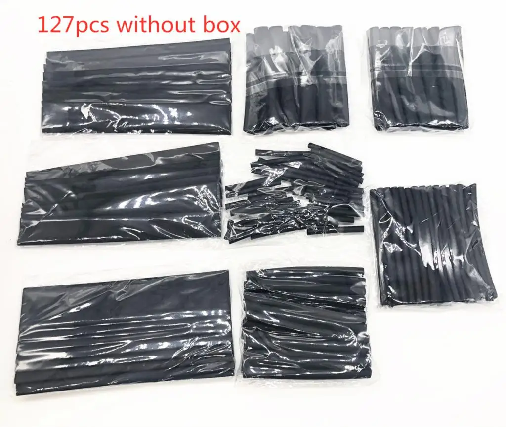 127pcs 127-530 шт Ассорти Полиолефиновый термоусадочный трубчатый кабель рукав обёрточная проволока набор Изолированная усадочная трубка - Цвет: 127pcs