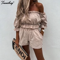 summer conjunto moletom feminino shorts straight suit cropped top ruffles casual strapless two pieces outfits women dropshipping