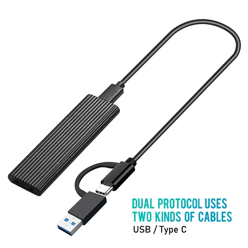Корпус-ридер USB C на M.2 SSD 10 Гбит/с поддерживает протокол SATA и NV ME (ключ B/ключ B + ключ
