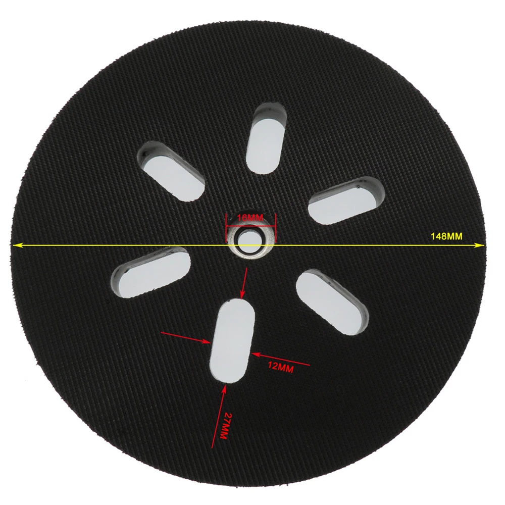 

6'' 150mm Sanding Backing Pad Hook Loop 6 Hole Interface Cushion Pad for BOSCH Sanders Sanding Disc Power Orbital Grinder Tool