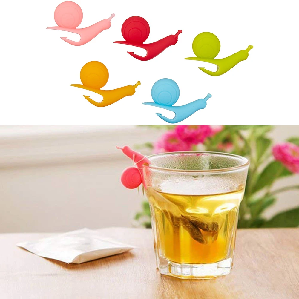 

5 Pcs/Lot Mini Snail Shape Tea Bag Clip Cup Mug Tea Infusers Strainer Clips Party Decor Creative Cute Silicone Tea Bag Holder