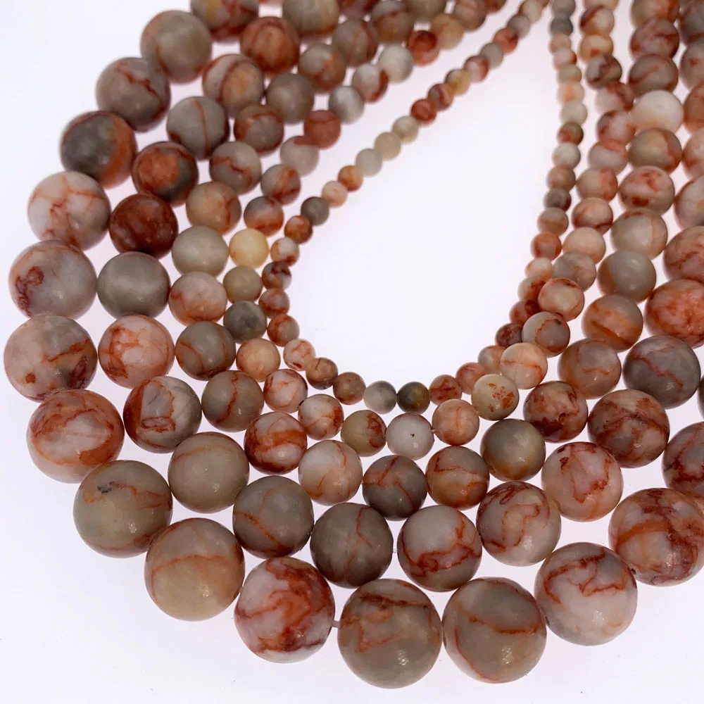 Оптовая продажа натуральный камень Бусины красная сеть зебра полоса бусины для