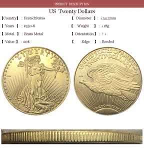 Соединенные Штаты Америки Свобода 1930 S двадцать 20 долларов Сен-галден двойной Орел со девизом в Бог мы доверяем Золотой копии монеты