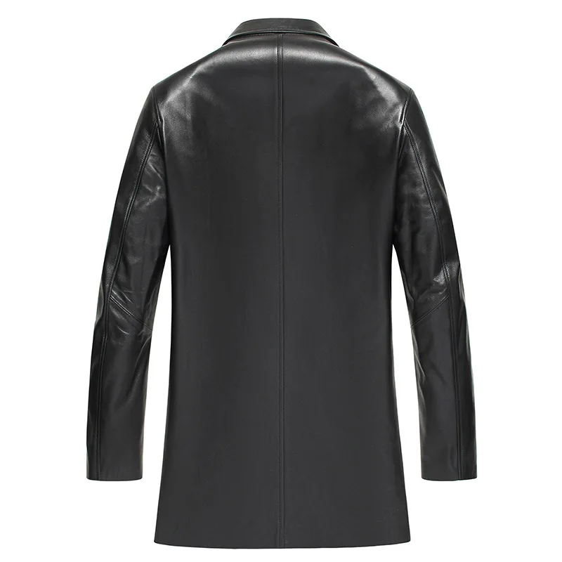 Весна-Осень 2020 длинная куртка из натуральной кожи Мужская ветровка модель 100%