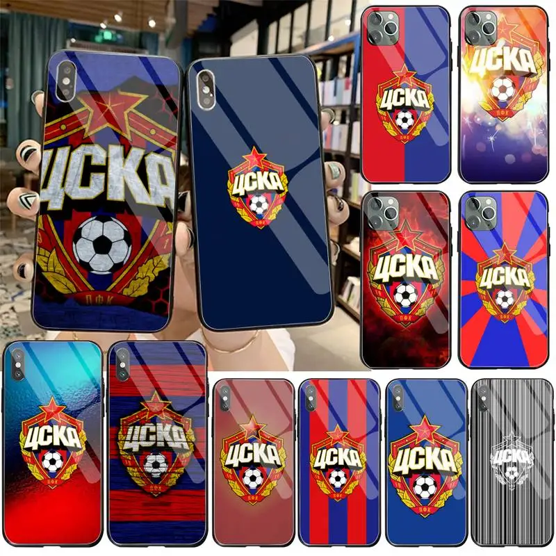 Чехол для телефона KPUSAGRT PFC CSKA с логотипом московской команды закаленное стекло