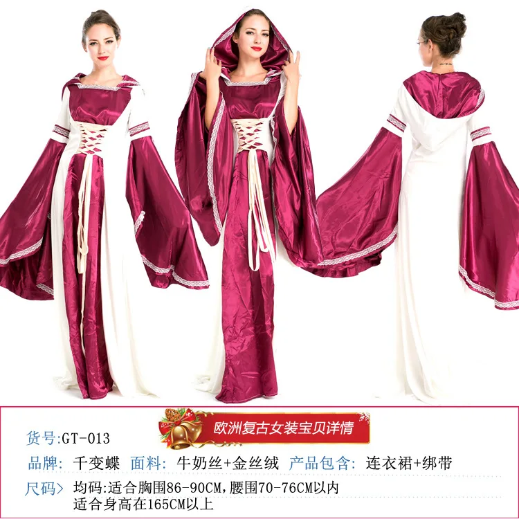 

European Retro Velvet Queen Princess Court Elegant Goddess Costume With Hat