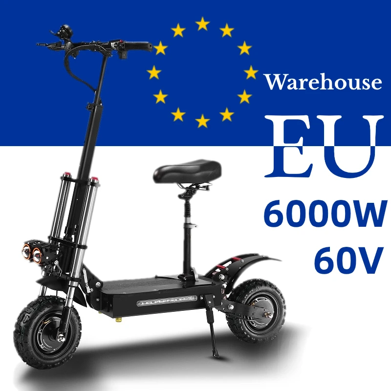 Bestellen 60V 6000W Elektrische Roller 5600W 11 Inch Klapp High Speed Offroad Elektro-scooter Erwachsene Doppel Motor E Roller