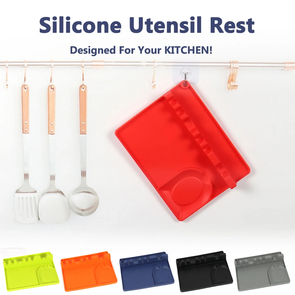 

Silicone Cutlery Holder Kitchen Utensils Silicone Spoon Spoon Bracket Stand Pot Lid Stand Anti-slip Mat Kitchen Accessories