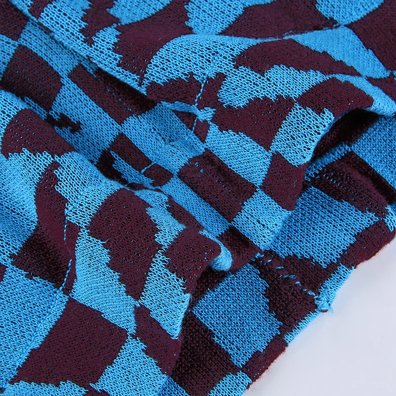 

Women Argyle Checkered Trousers Vintage Plaid Print Pants Y2K Aesthetic Knit Pants High Waist Straight Trousers Fashion Knitwear