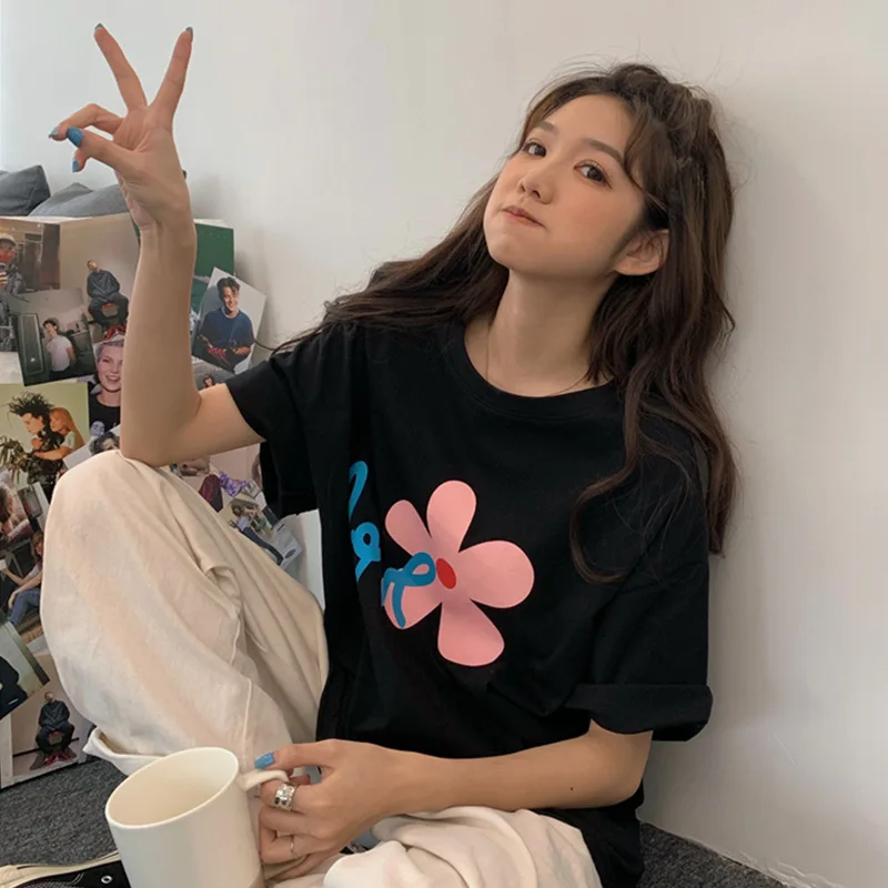 

European and American high quality loose casual breathable soft women's Short Sleeve T-Shirt