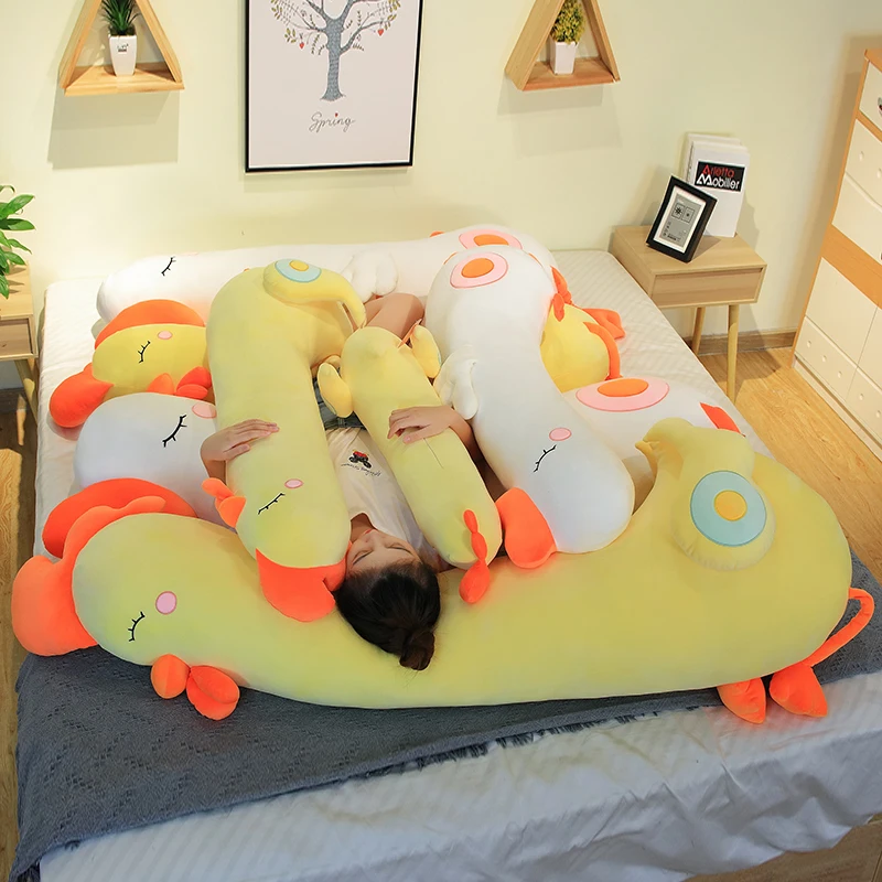 Barato Cojín De Peluche De Ganso Para Dormir, Almohada Suave Y Larga De 70-130cm Con Forma De Perro De Melocotón, Regalo De Navidad Para Novia Y Bebé