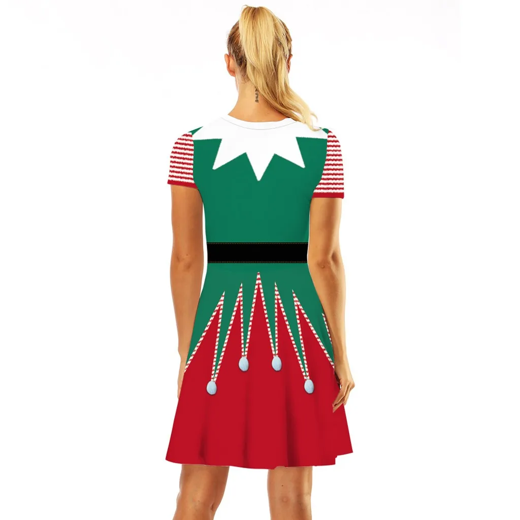 Женское рождественское вечернее платье с красным принтом в стиле ретро вечерние