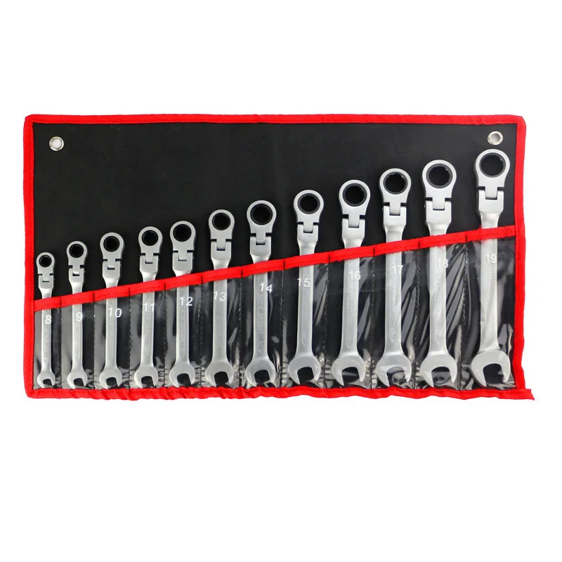 

8-19 Ratchet Wrench Combination Set 12pcs Adjustable Double End Wrench Hand Tools Set Chromium-vanadium Steel 7pcs