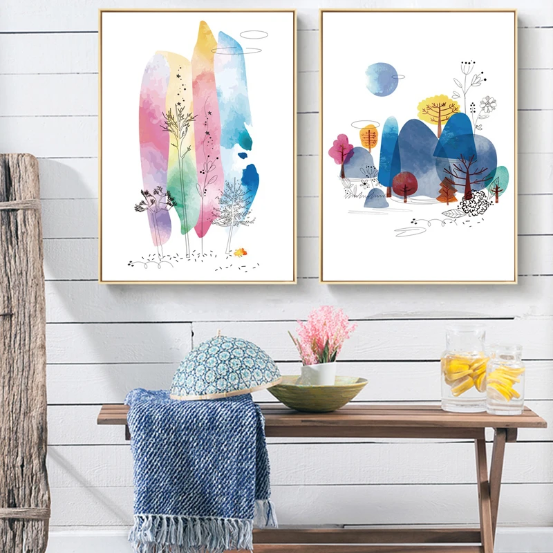 

Abstract Poster Painting Colorful Tree Decoration Painting Customizable Waterproof Ink Canvas Painting Hd Print Picture