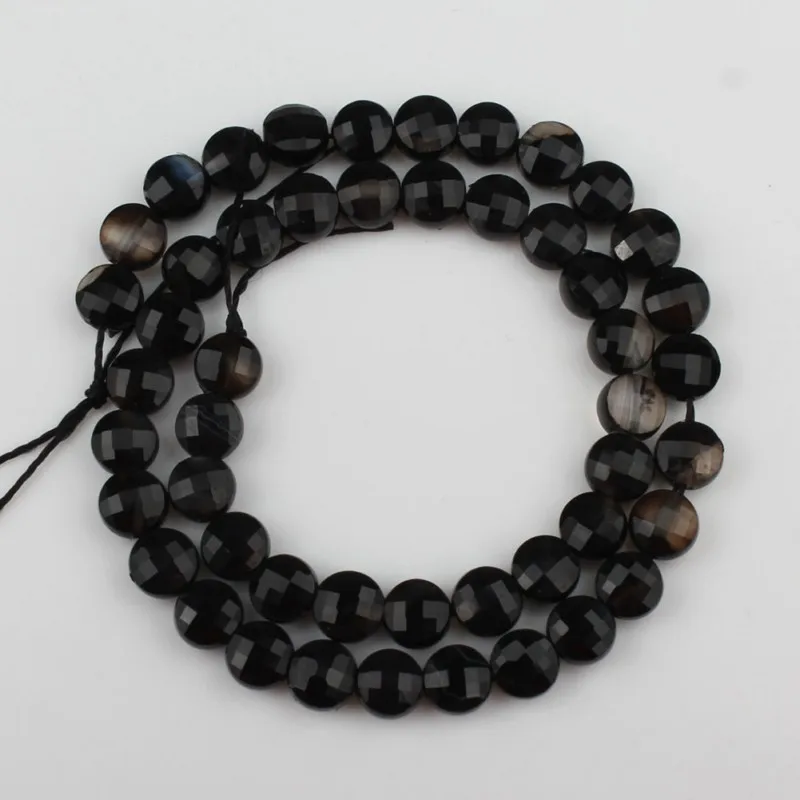 Black Agate 3x4mm Граненые натуральный тёмно-красный агат, халцедон Аквамарин плоский круглый камень бусины для самостоятельного изготовления ювелирных изделий браслет Цепочки и ожерелья 7,5 ''6x5 мм - Цвет: Black Agate 3x4mm