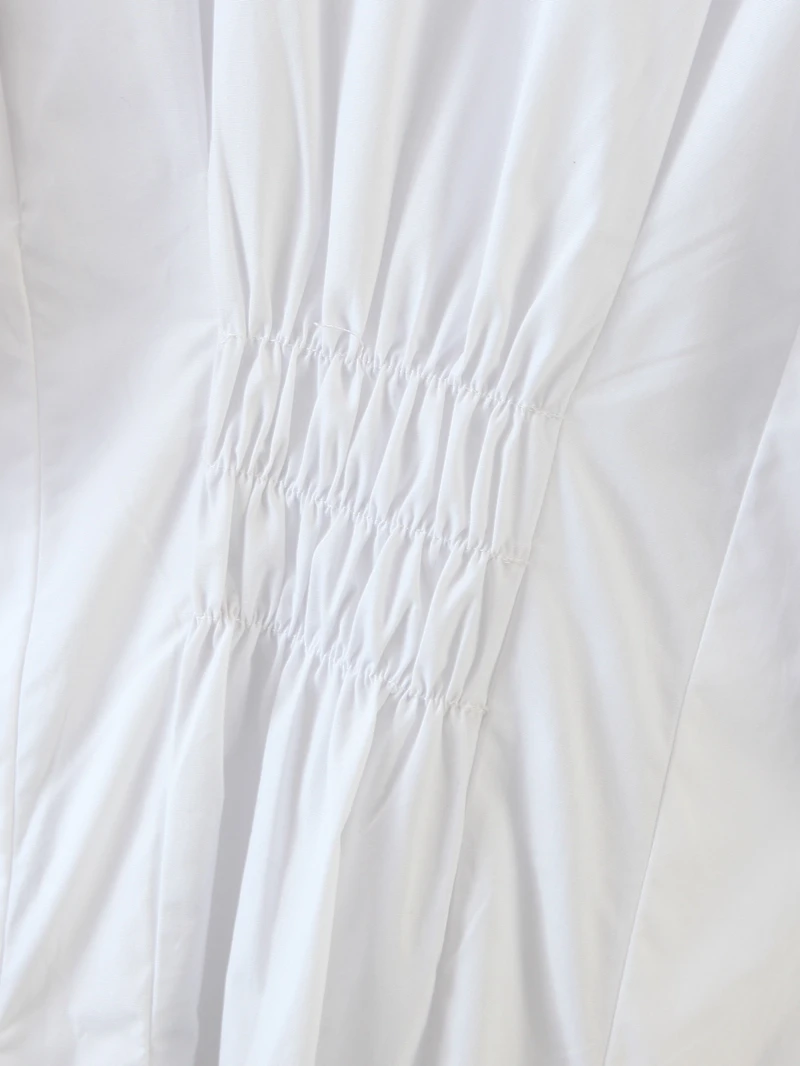 

Plus Size Casual Slim White Blouse Autumn Spring Long Sleeve Waist Shirts Long Tops For Ladies Female Street Shirt XZ2584