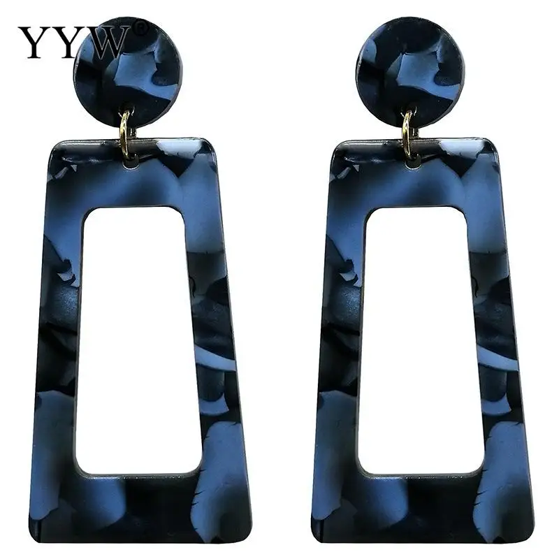 Ацетатный лист висящие серьги женские полые геометрические узор леопардовые