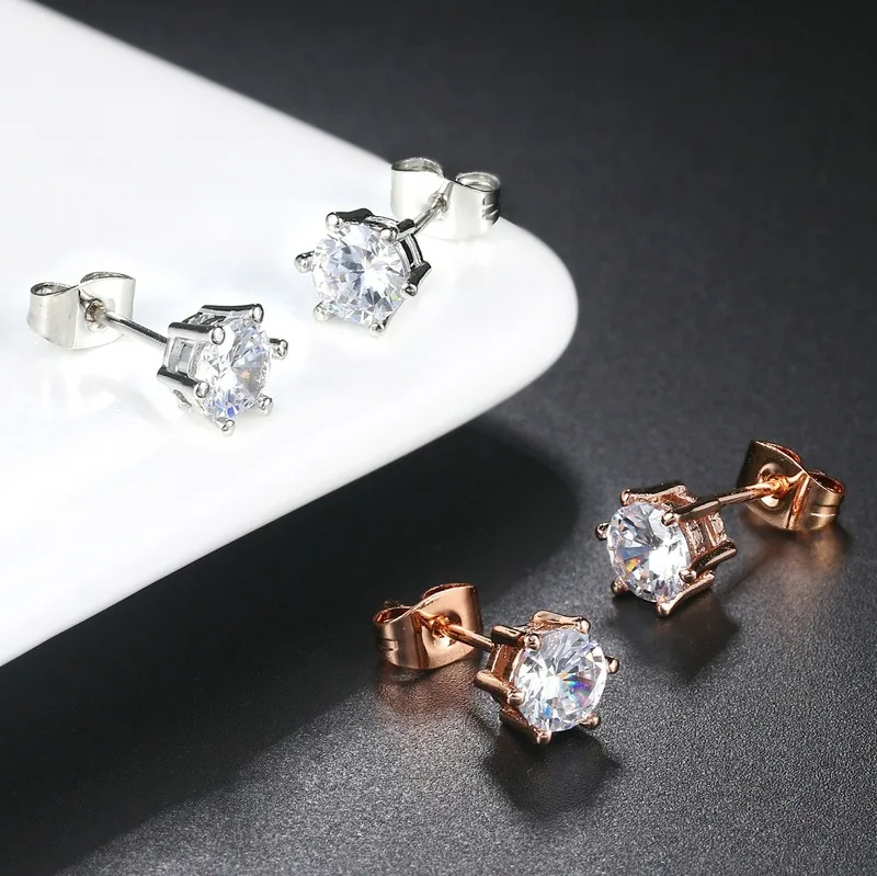 

Fashion Queen 925 Sterling Silver Color Women Clip Earring Lucky Birthstone Gemstone Earrings 6 Claws AAA Cubic Zirconia Jewelry