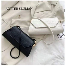 Luxury Women Crocodile Leather Baguette Bag Soft PU Shoulder Bags New Fashion Candy color Ladies Armpit Bag Retro Design Handbag