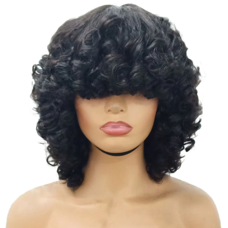 Красивые волосы без тесьмы эффект вьющиеся парики из натуральных волос на